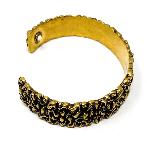 GUCCI Lion Head Mane Aged Gold Crystal Bracelet L - Picture 3 of 10